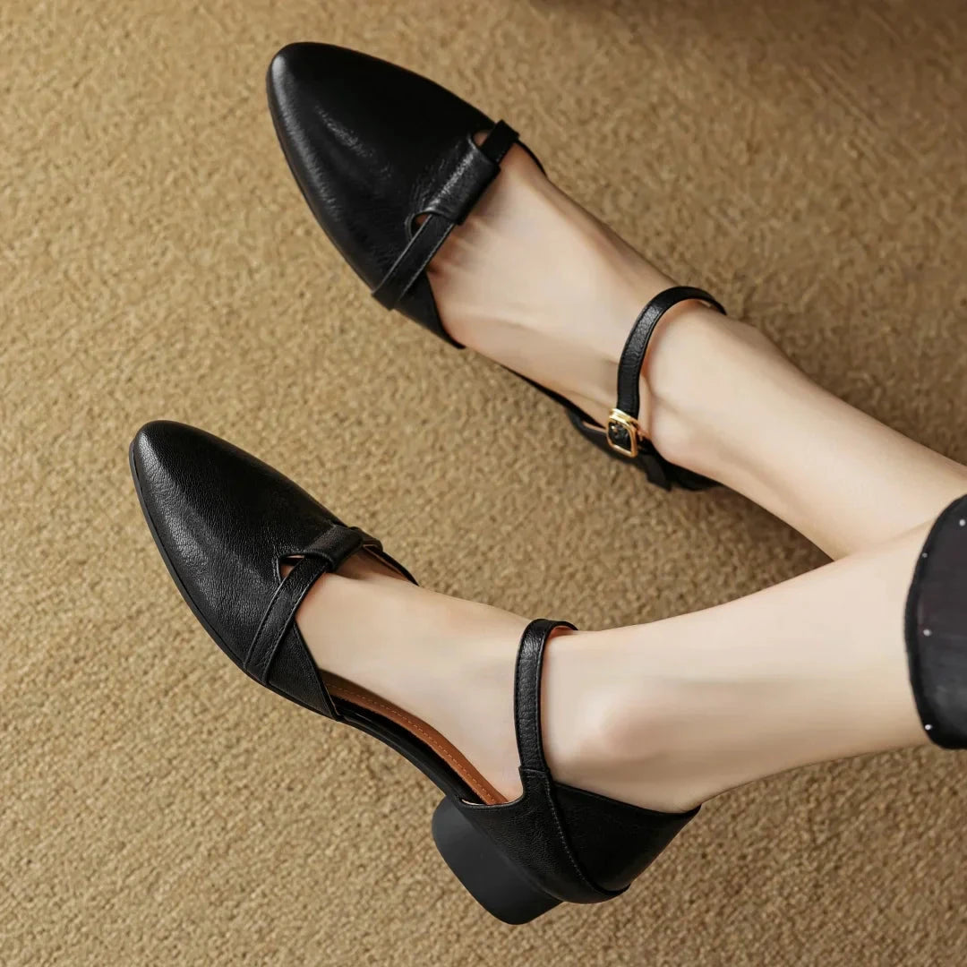 Laney Genuine Leather Heels  Liora Lane Boutique  Black / 10.5 119.99