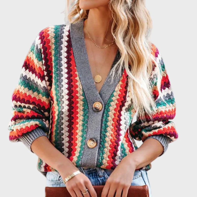 Retro Knit Vest with Striped Design Liora Lane Boutique