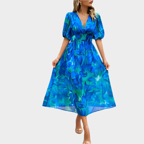 Elegant Midi Dress with Puff Sleeves Jasmine's Boutique Australia