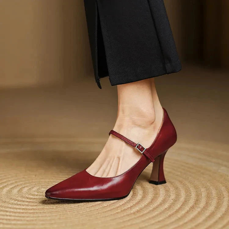 Samara Genuine Leather Heels  Liora Lane Boutique  Maroon / 9.5 129.99