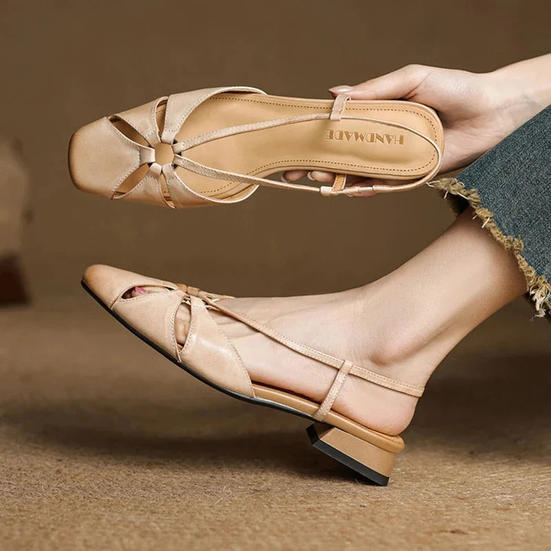 Elora Genuine Leather Sandals  Liora Lane Boutique  Beige / 9.5 119.99