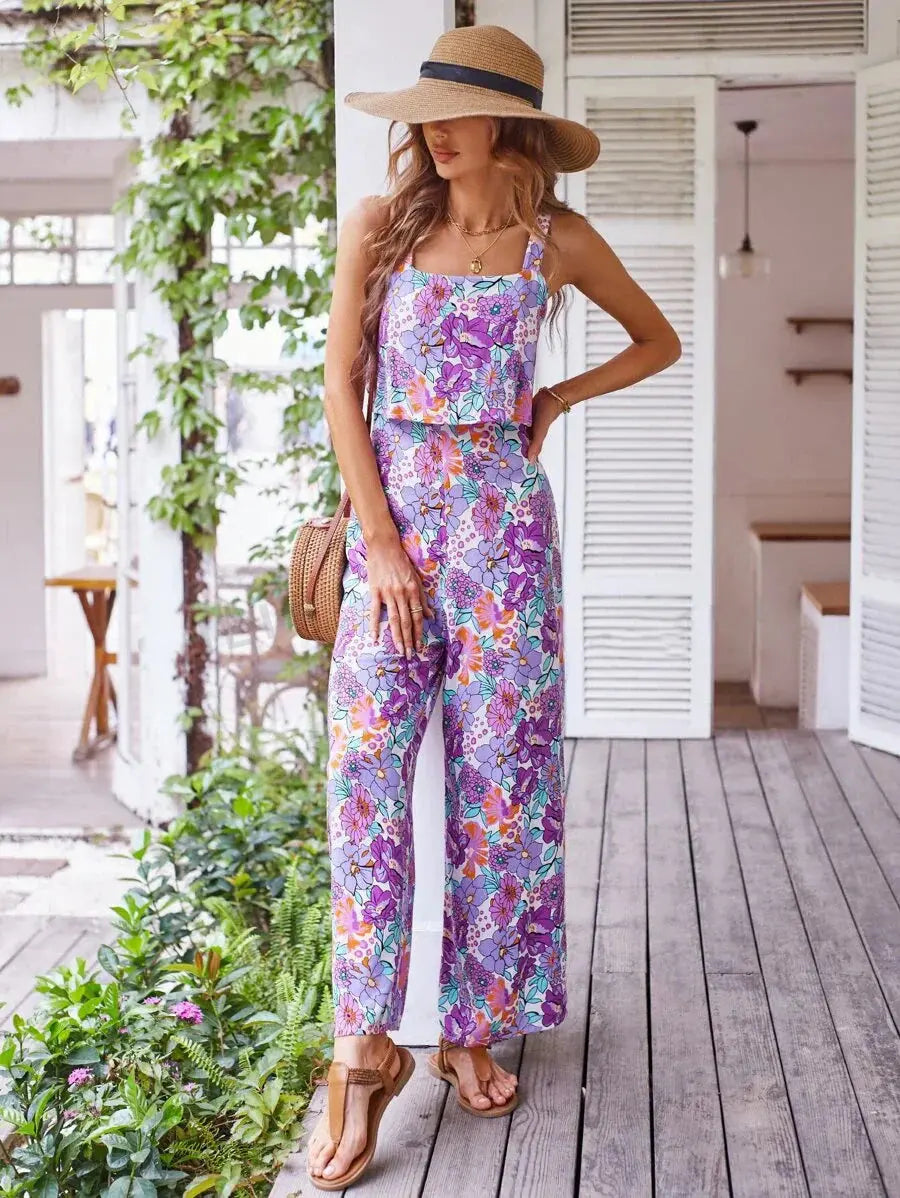 Sunset Bloom Wide-Leg Jumpsuit Jasmine's Boutique Australia