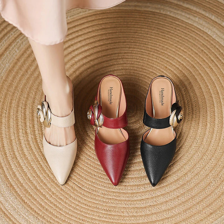 Garnet Genuine Leather Heels  Liora Lane Boutique