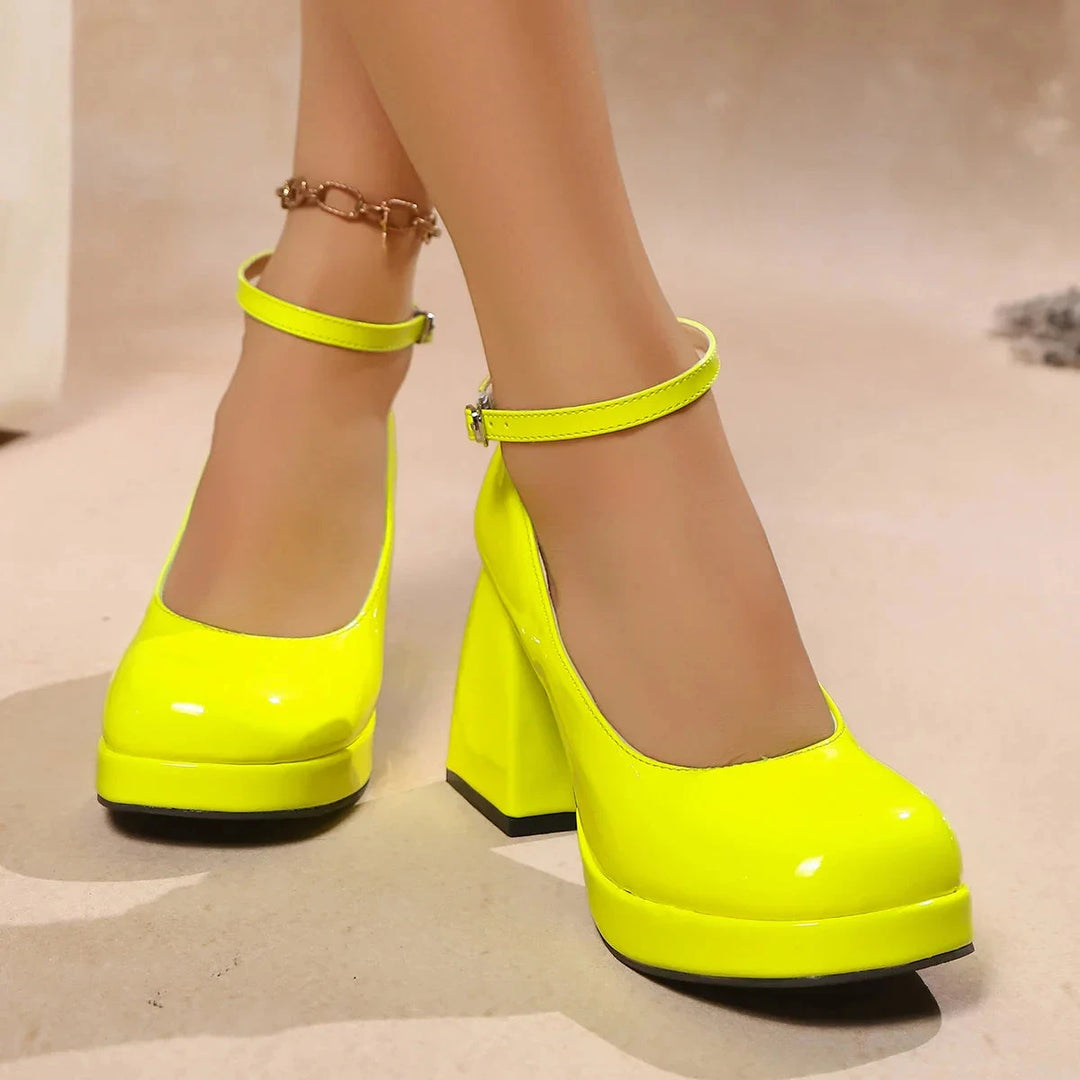 Scarlet Genuine Leather Heels  Liora Lane Boutique  Neon / 13.5 59.99