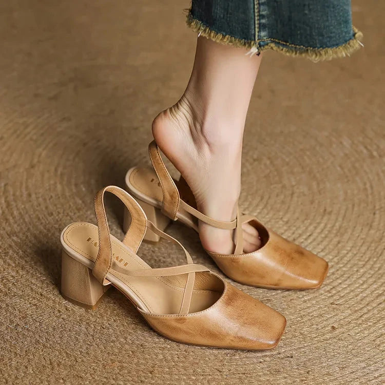 Petra Genuine Leather Heels  Liora Lane Boutique