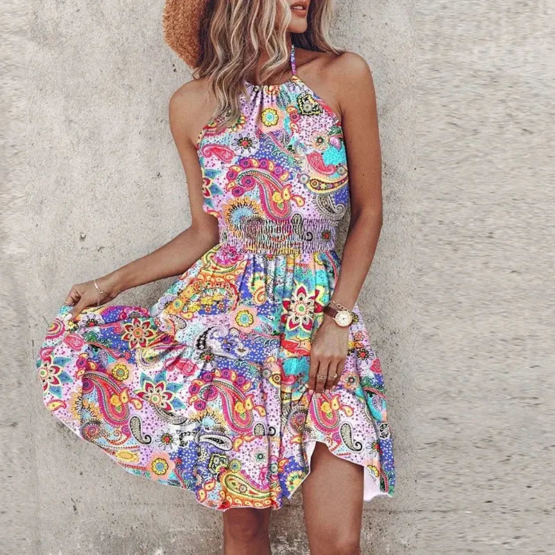 Bohemian Sunset Halter Dress Jasmine's Boutique Australia