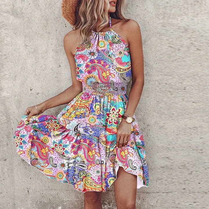 Bohemian Sunset Halter Dress Jasmine's Boutique Australia