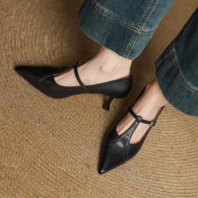 Lorena Genuine Leather Heels  Liora Lane Boutique