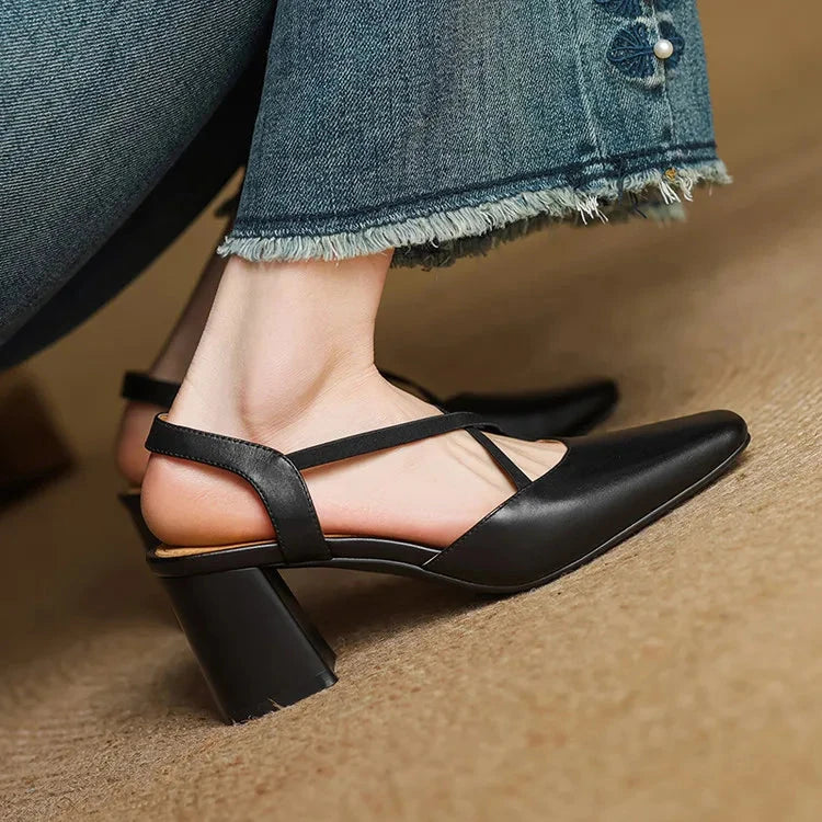 Petra Genuine Leather Heels  Liora Lane Boutique