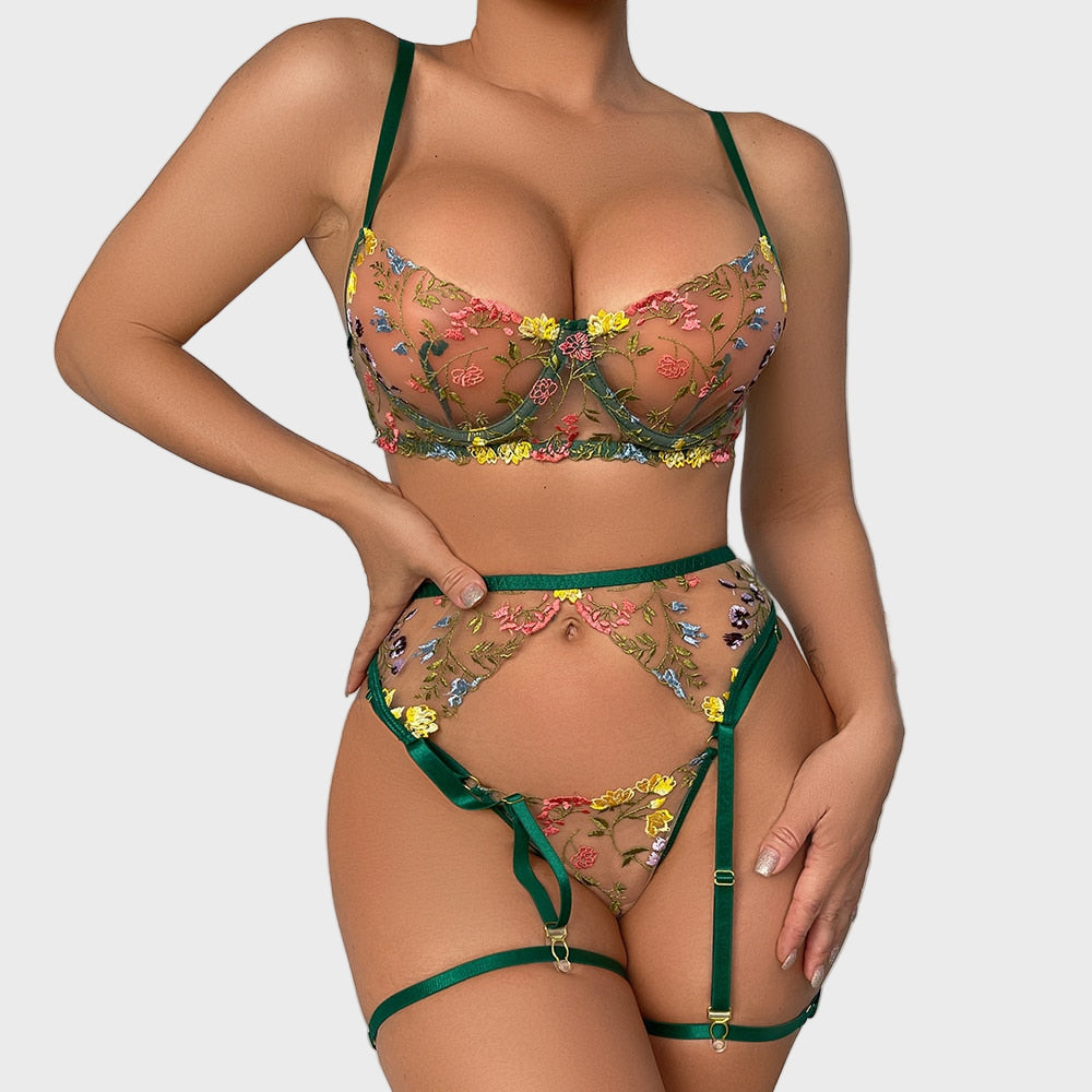 Flora Mystique Embroidered Lingerie Set Jasmine's Boutique Australia