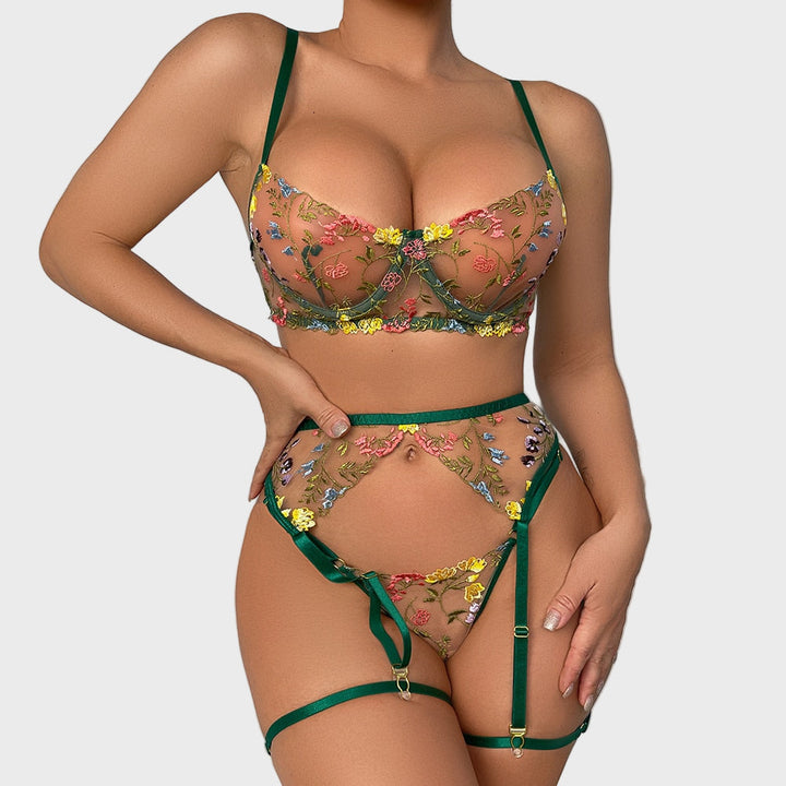 Flora Mystique Embroidered Lingerie Set Jasmine's Boutique Australia