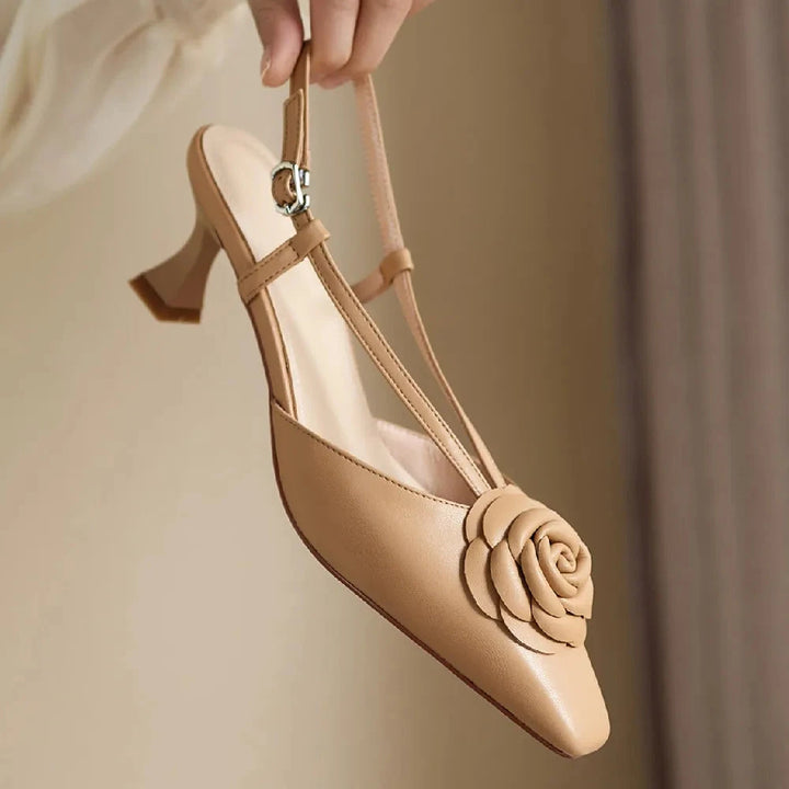 Roselle Genuine Leather Slingbacks  Liora Lane Boutique  Beige / 8.5 129.99