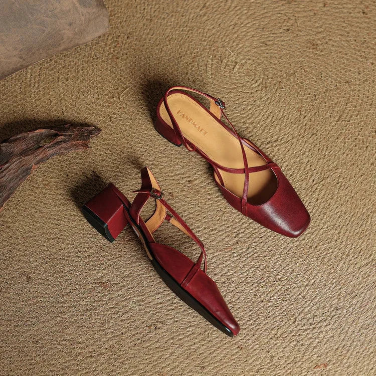 Elavie Genuine Leather Heels  Liora Lane Boutique