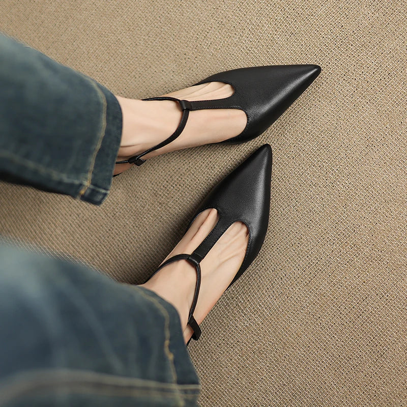 Serava Genuine Leather Heels  Liora Lane Boutique