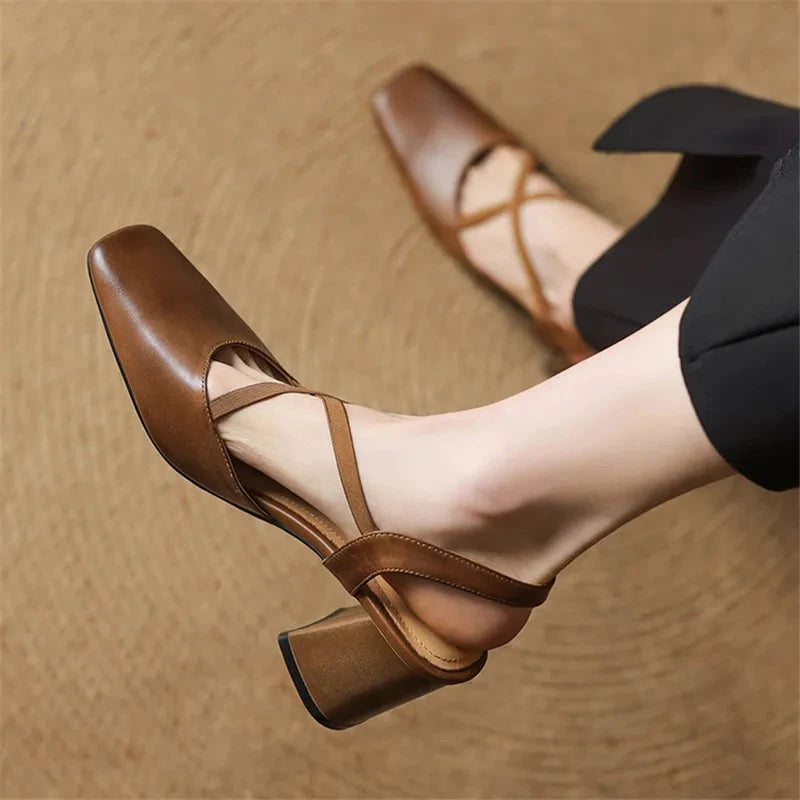 Petra Genuine Leather Heels  Liora Lane Boutique