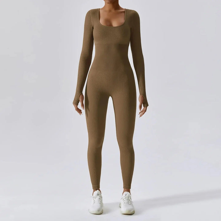 Mocha Sculpt Seamless Ribbed Jumpsuit Jasmine's Boutique Australia