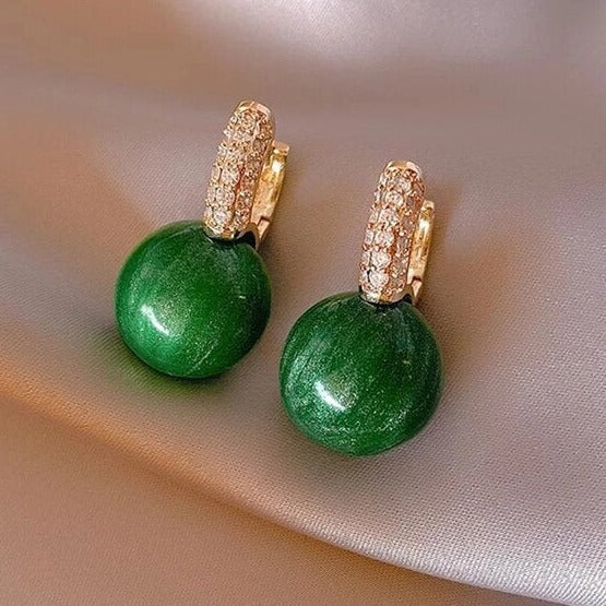 Green Pearls with Zirconia Earrings in Gold Jasmine's Boutique Australia