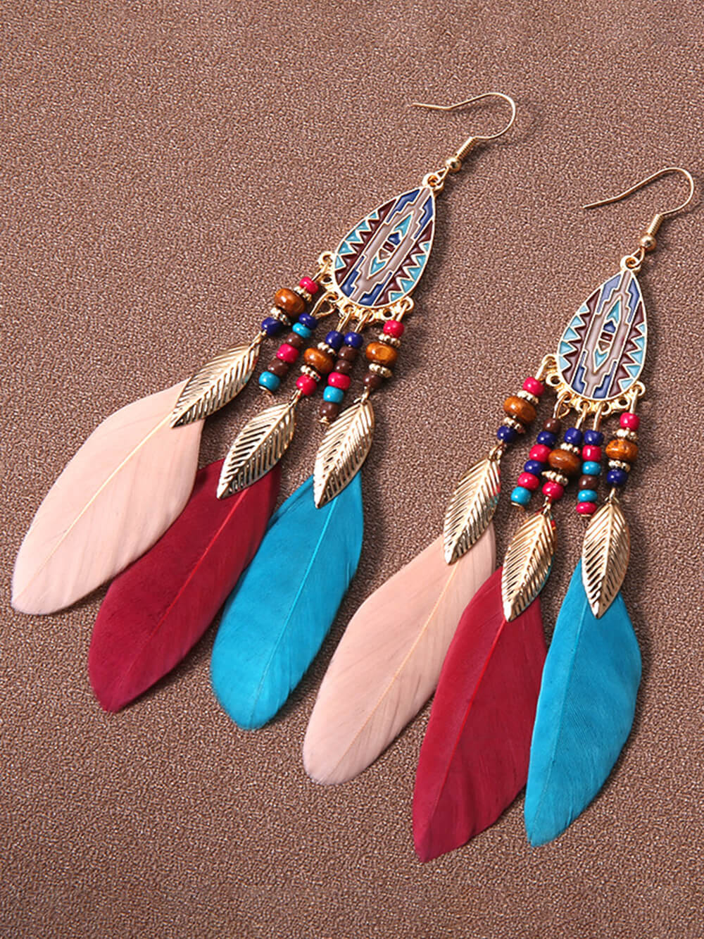 Bohemian Rice Beads Holiday Droplet Tassel Feather Earrings Jasmine's Boutique Australia