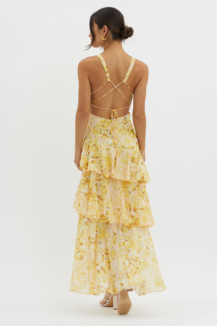 Crimson Bloom Tiered Maxi Dress Jasmine's Boutique Australia
