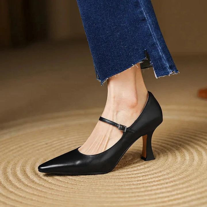 Samara Genuine Leather Heels  Liora Lane Boutique  Black / 9.5 129.99