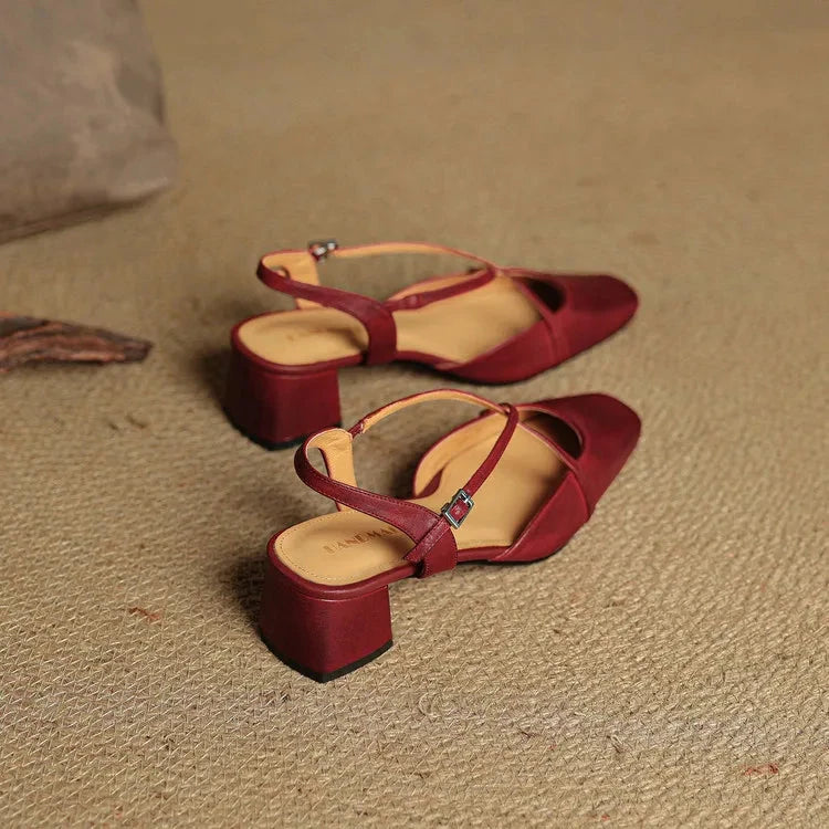 Elavie Genuine Leather Heels  Liora Lane Boutique