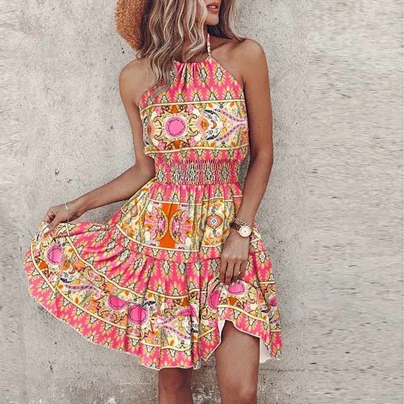 Bohemian Sunset Halter Dress Jasmine's Boutique Australia