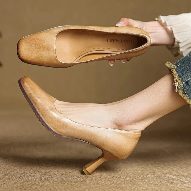 Diara Genuine Leather Heels  Liora Lane Boutique  Camel / 9.5 99.99