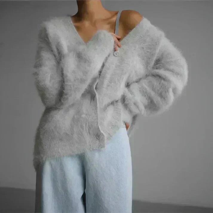 Daisy | Cashmere Cardigan  Liora Lane Boutique  Light Grey / UK 16-18 (XL) 39.95