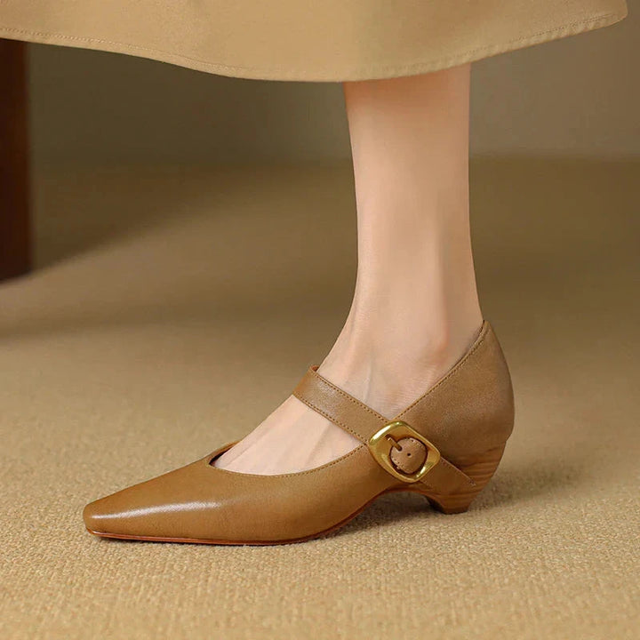 Velma Genuine Leather Heels  Liora Lane Boutique  Apricot / 9.5 119.99