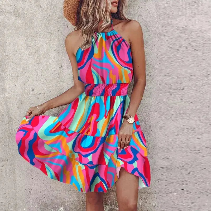 Bohemian Sunset Halter Dress Jasmine's Boutique Australia