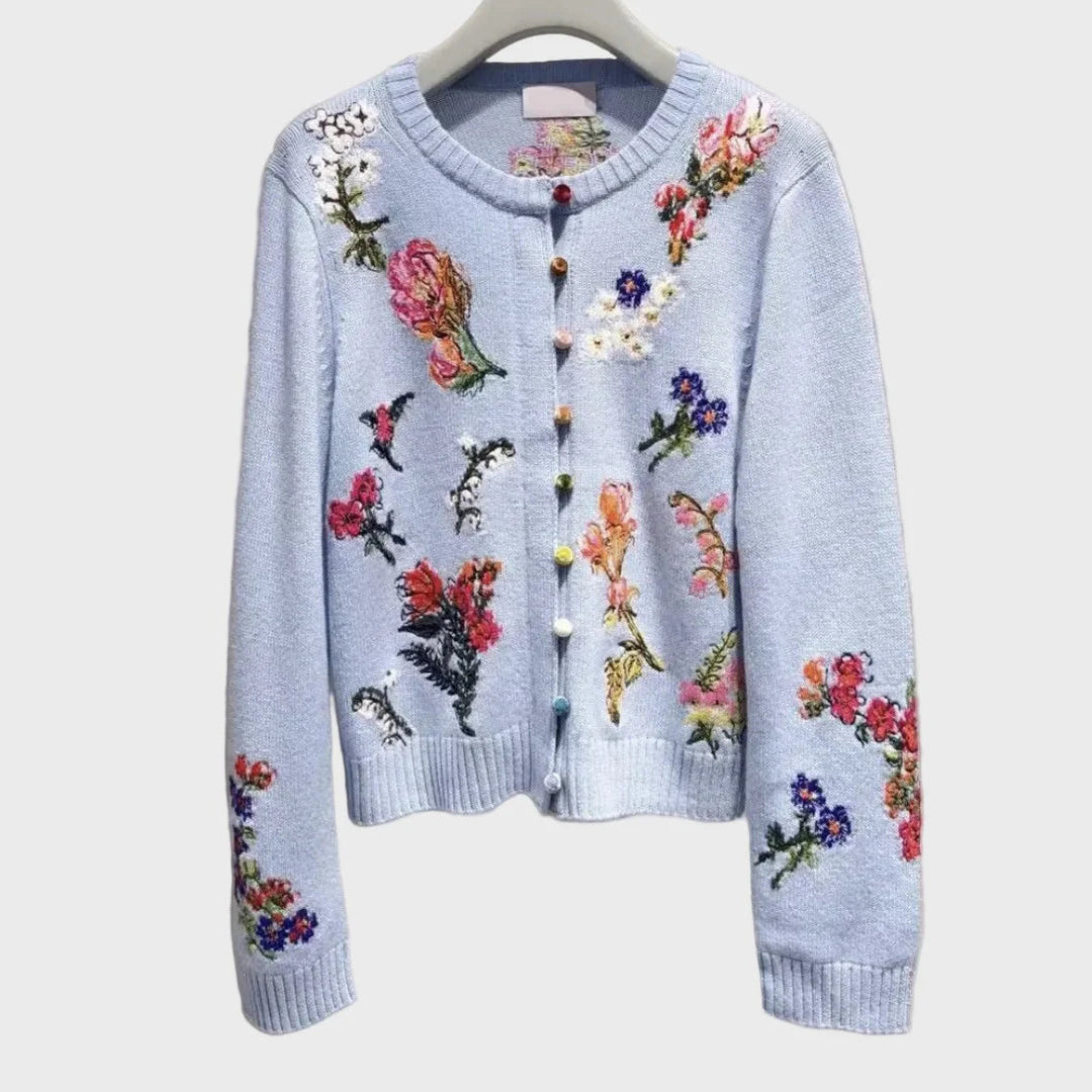 Elegant Knitted Vest with Flowers Liora Lane Boutique