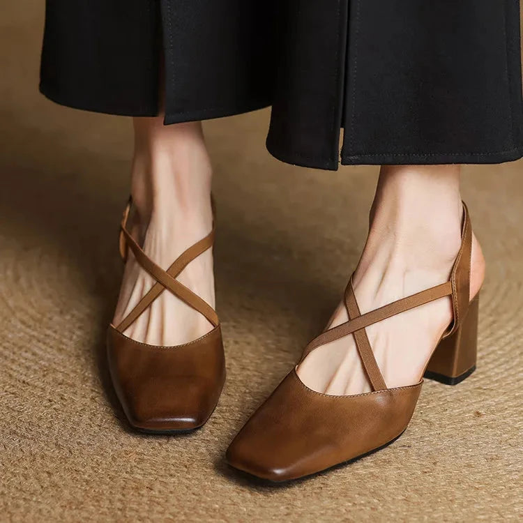 Petra Genuine Leather Heels  Liora Lane Boutique