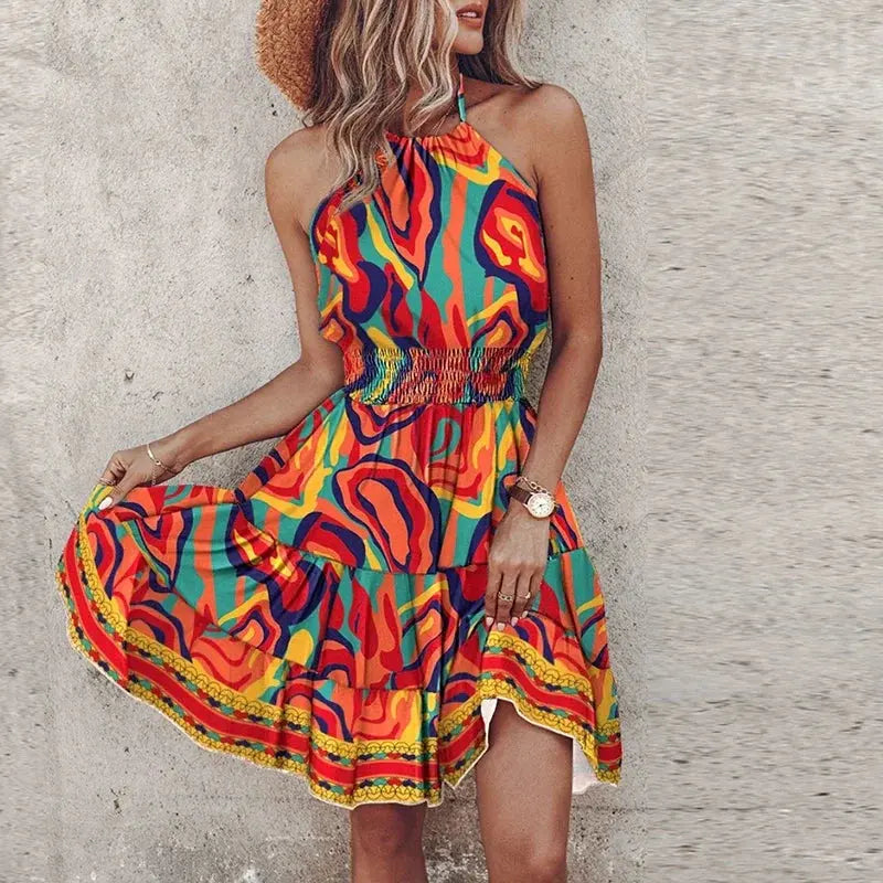 Bohemian Sunset Halter Dress Jasmine's Boutique Australia