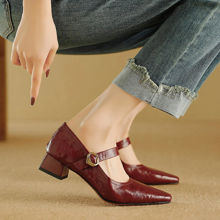 Merlot Genuine Leather Heels  Liora Lane Boutique