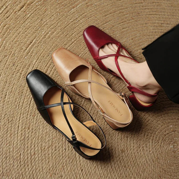 Elavie Genuine Leather Heels  Liora Lane Boutique