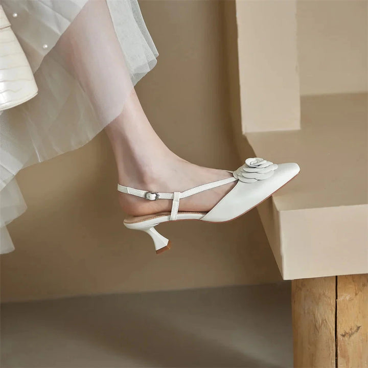 Roselle Genuine Leather Slingbacks  Liora Lane Boutique  White / 8.5 129.99