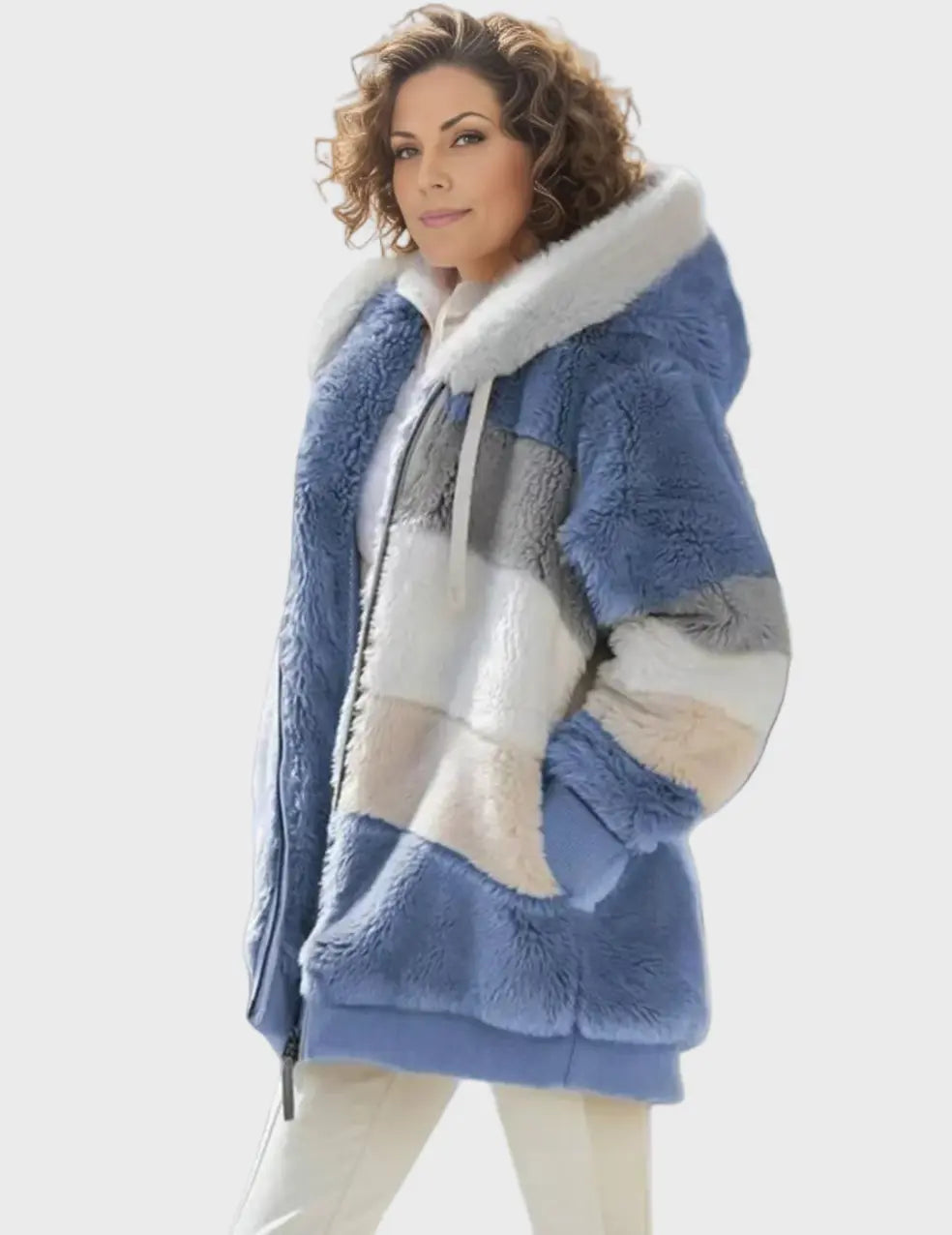 Luxe Colorblock Faux Fur Hoodie Coat Jasmine's Boutique Australia