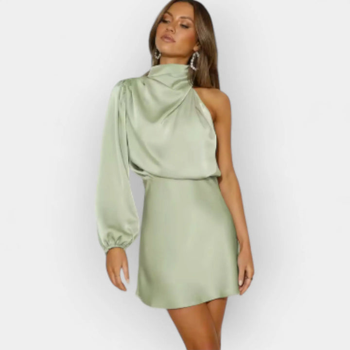 Satin Dress with Asymmetrical Design Jasmine's Boutique Australia