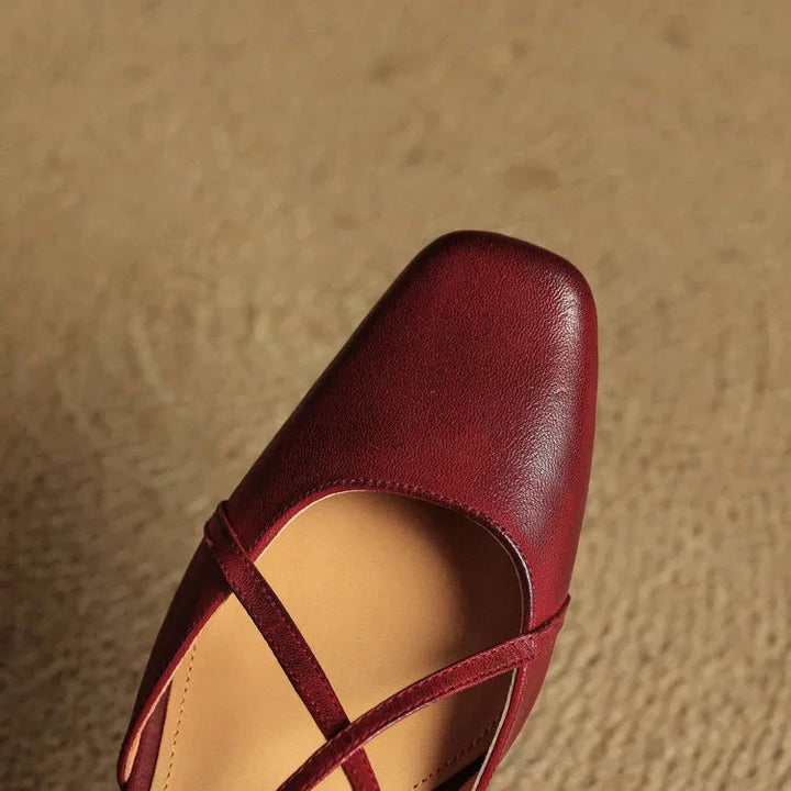 Elavie Genuine Leather Heels  Liora Lane Boutique