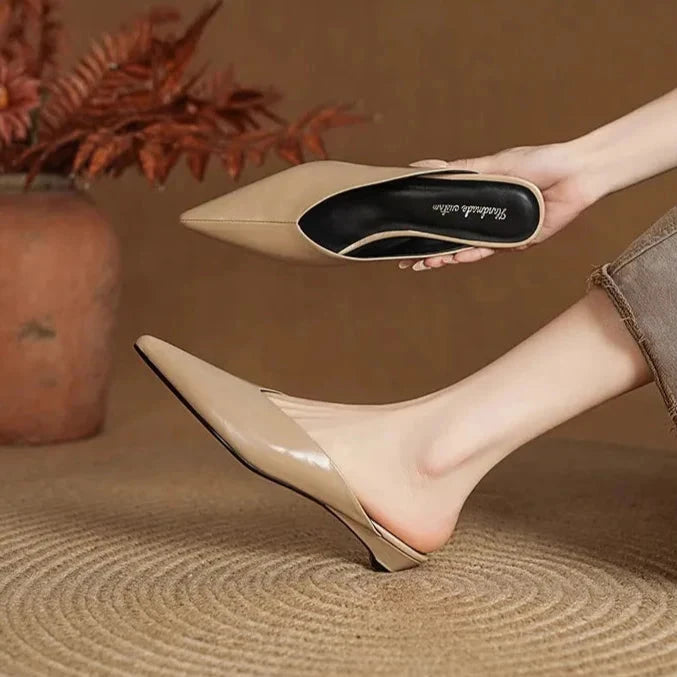 Eneva Leather Mules  Liora Lane Boutique  Apricot / 11.5 49.99