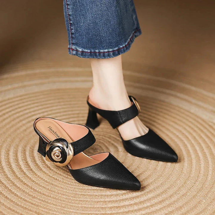 Garnet Genuine Leather Heels  Liora Lane Boutique  Black / 11.5 119.99