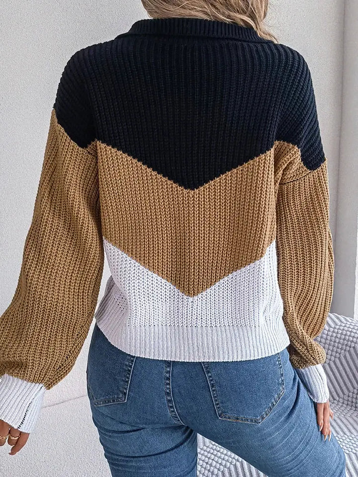 Chevron Knit Collared Sweater Jasmine's Boutique Australia