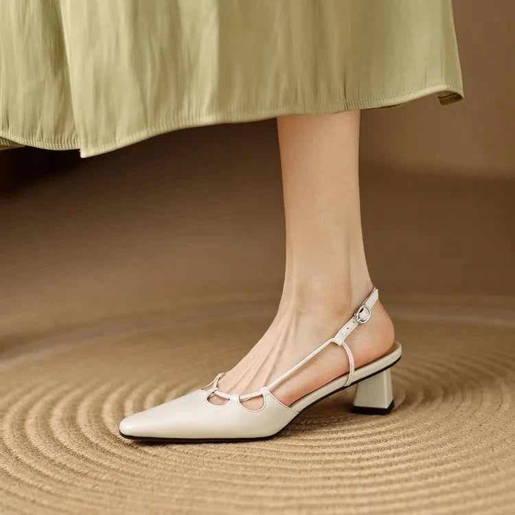 Katie Genuine Leather Slingbacks  Liora Lane Boutique  Beige / 9.5 99.99