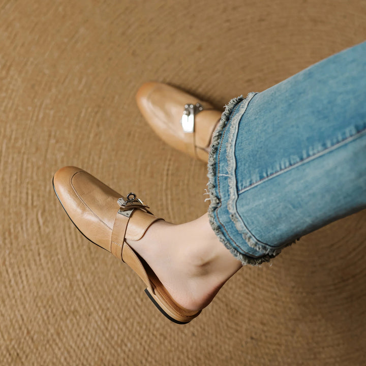 Carla Genuine Leather Mules  Liora Lane Boutique  Apricot / 9.5 119.99