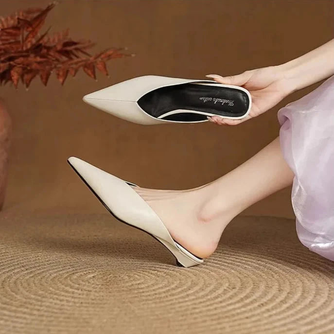 Eneva Leather Mules  Liora Lane Boutique  Beige / 11.5 49.99