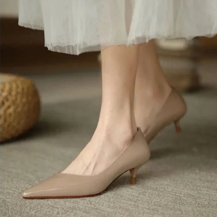 Pelle Kitten Heels  Liora Lane Boutique  Beige / 8.5 39.99