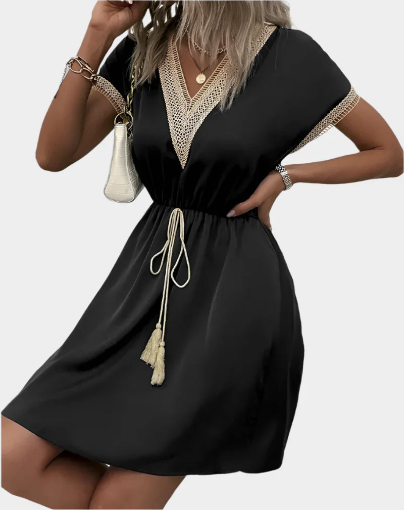 Romantic Boho Dress with Belt and V-Neck Jasmine's Boutique Australia