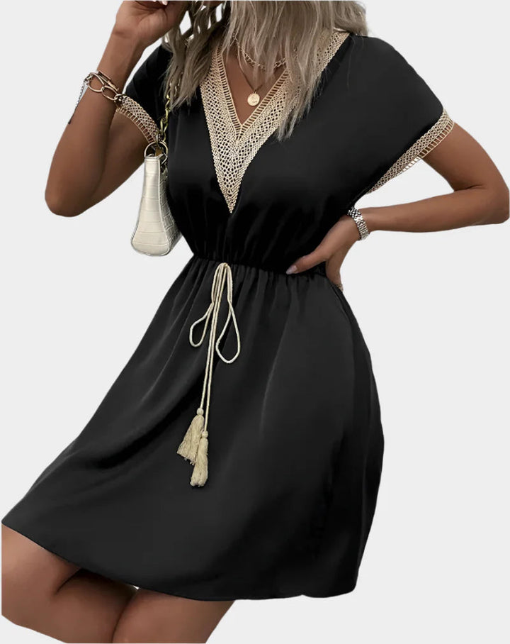 Romantic Boho Dress with Belt and V-Neck Jasmine's Boutique Australia