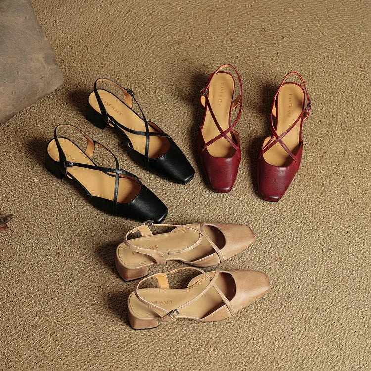 Elavie Genuine Leather Heels  Liora Lane Boutique