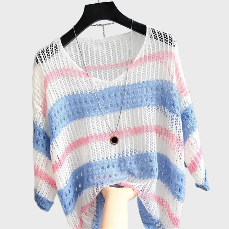 Lightweight Knit Top with Openings Liora Lane Boutique